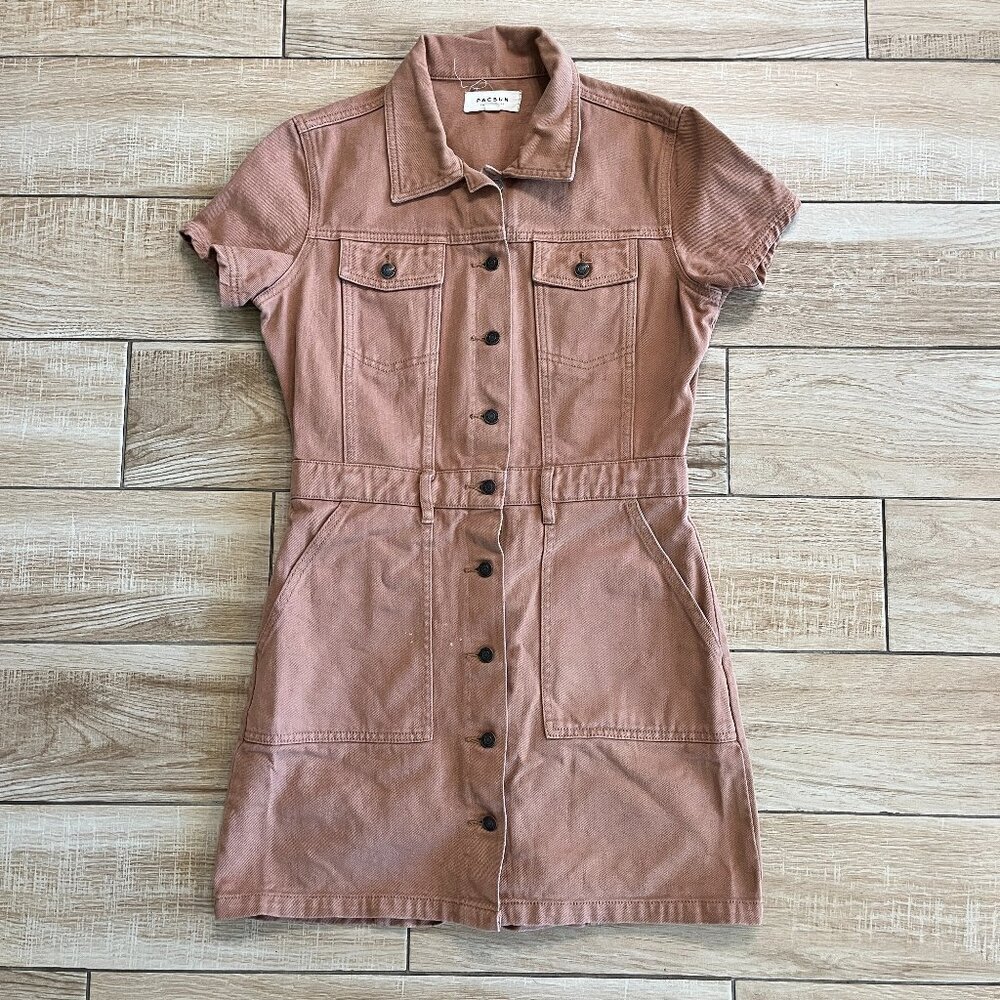 Womens Pacsun Brown Denim Button Front Dress - M
